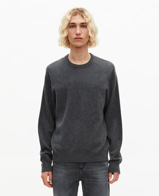 The Kooples HERREN DARK GREY MELANGE pullover mit rundhalsausschnitt aus grauem kaschmir