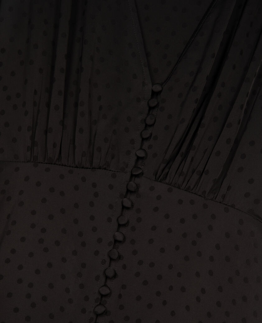 The Kooples FEMME BLACK robe longue à pois en jacquard noire