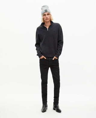 The Kooples HOMME DARK GREY MELANGE pull col camionneur double face gris