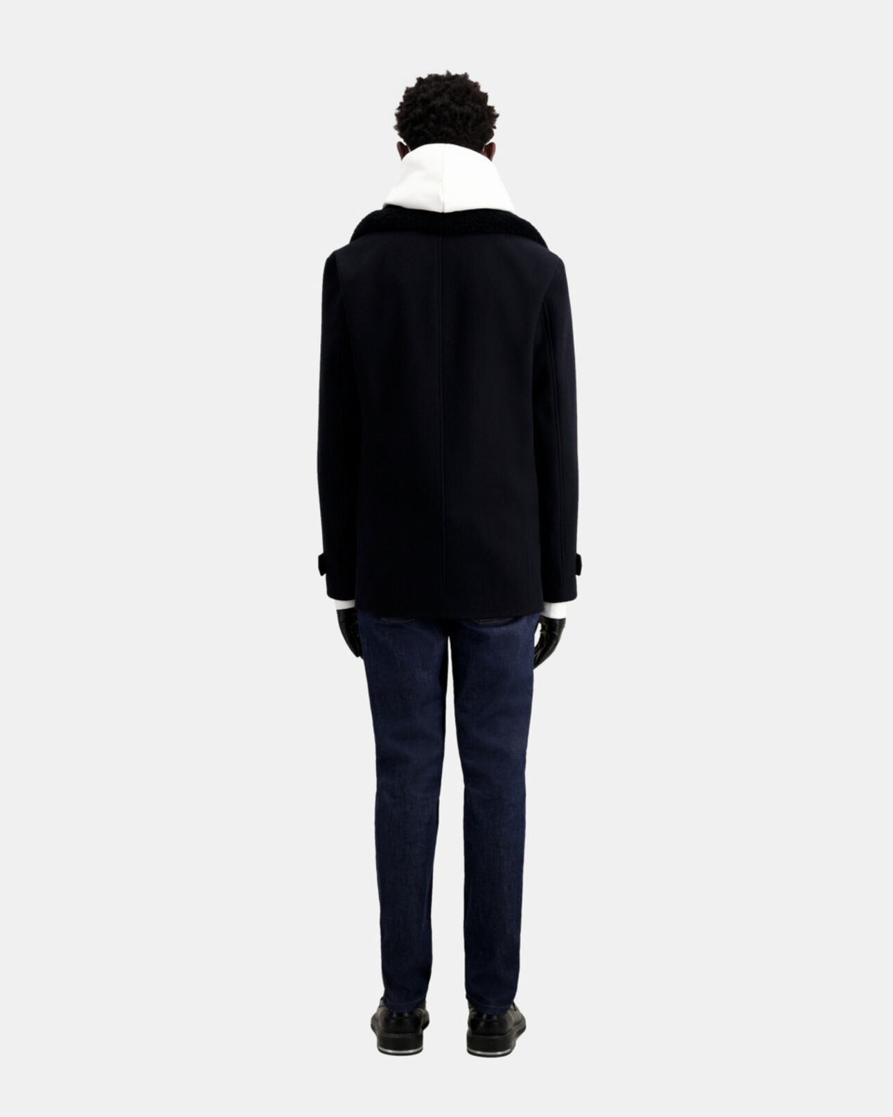 The Kooples MEN DARK NAVY navy blue wool blend pea coat
