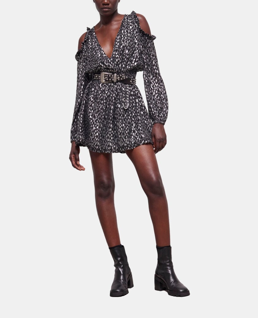 The Kooples WOMEN ANTIC SILVER leopard-print short dress