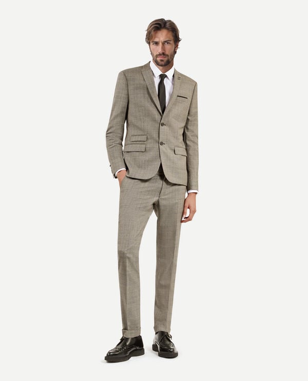 The Kooples HERREN BEIGE MELANGE anzugjacke aus wolle prince of wales beige