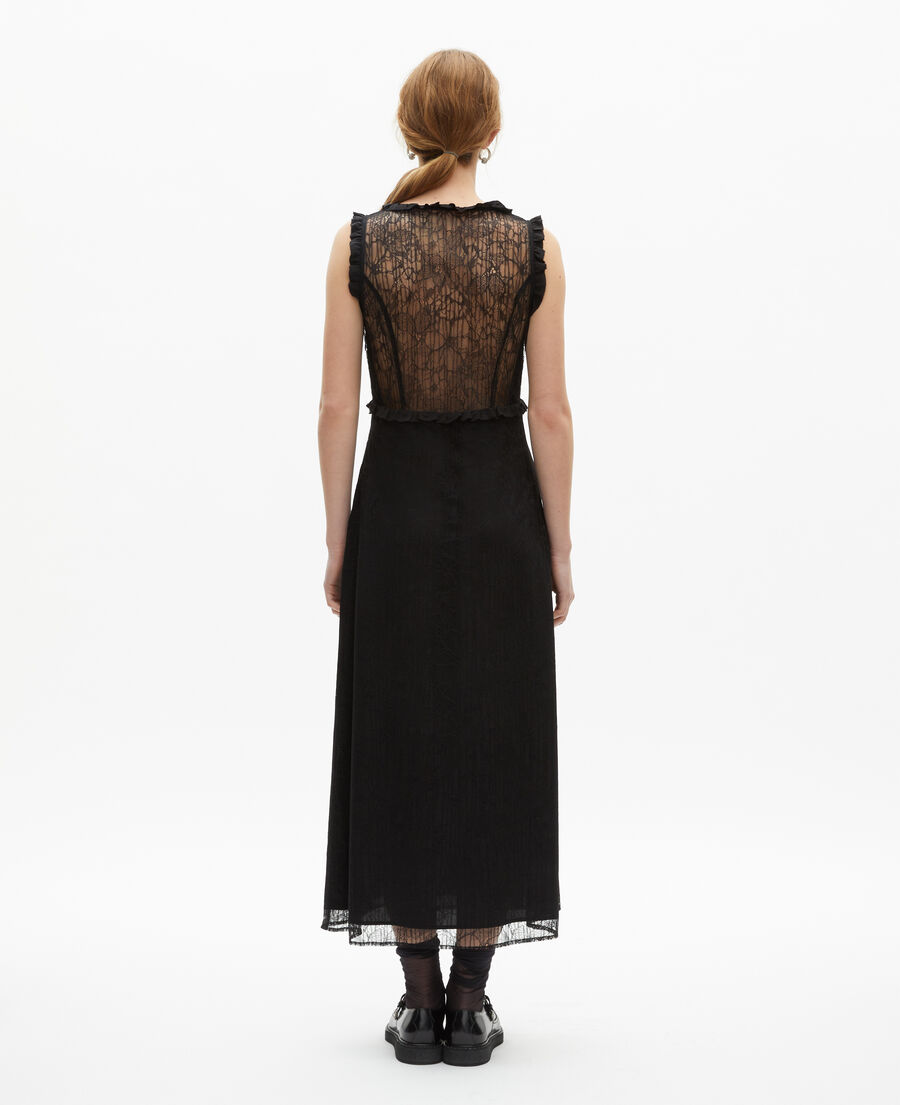 The Kooples FEMME BLACK robe longue avec dos en dentelle noire