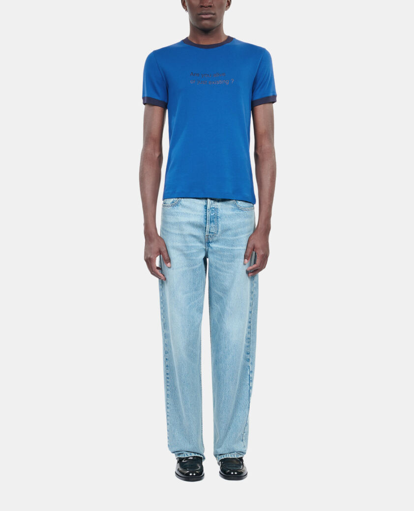 The Kooples HOMME BLUE BRUT t-shirt avec s&eacute;rigraphie bleu