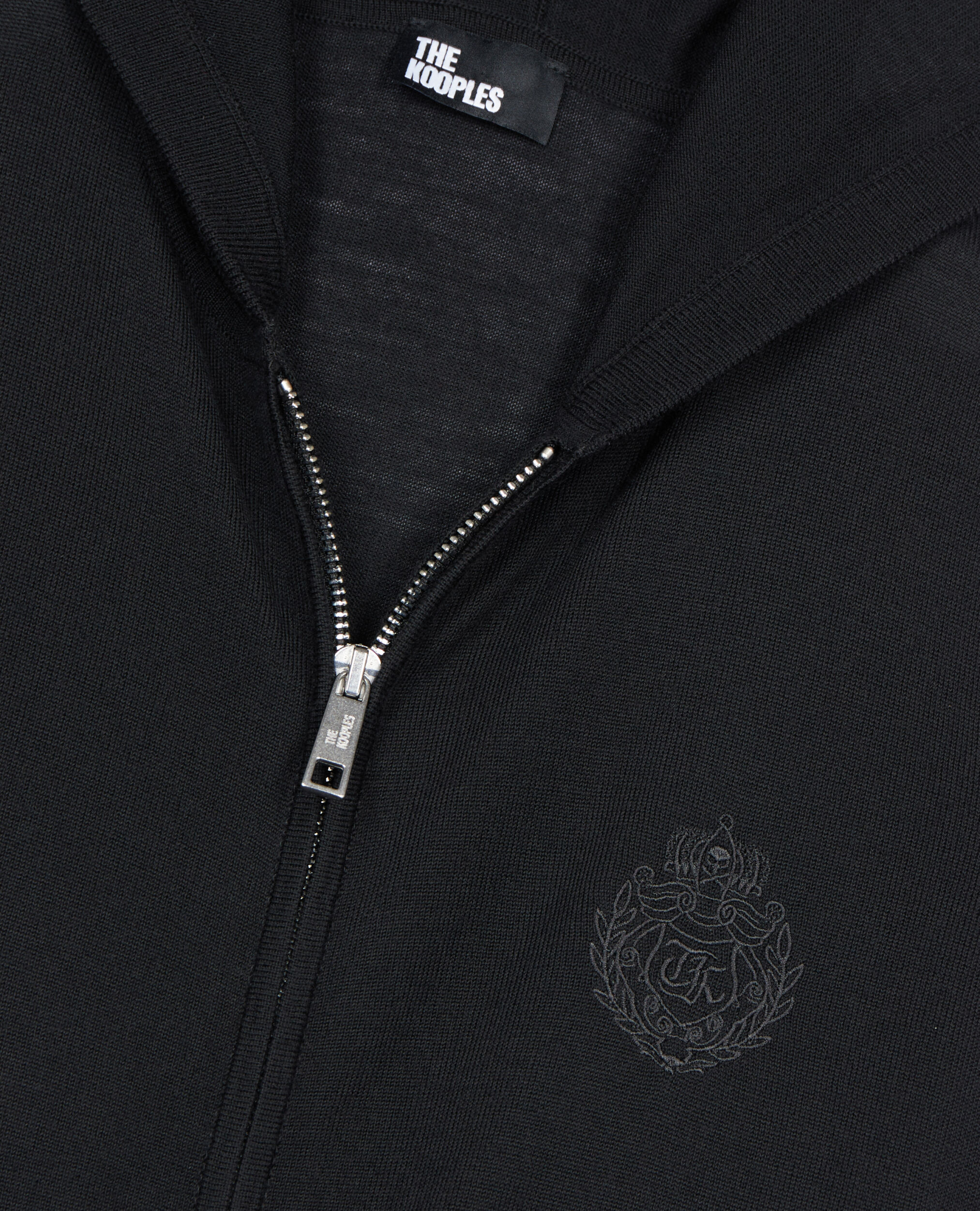 Black wool hooded cardigan, BLACK, hi-res image number null