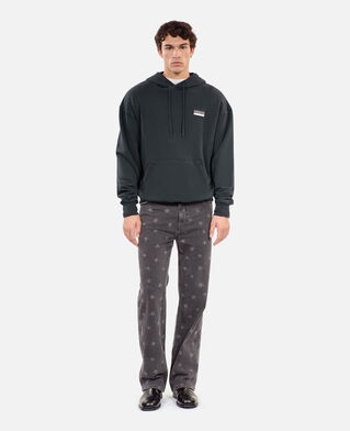 The Kooples H BLACK WASHED black 100% wild serigraphy sweatshirt
