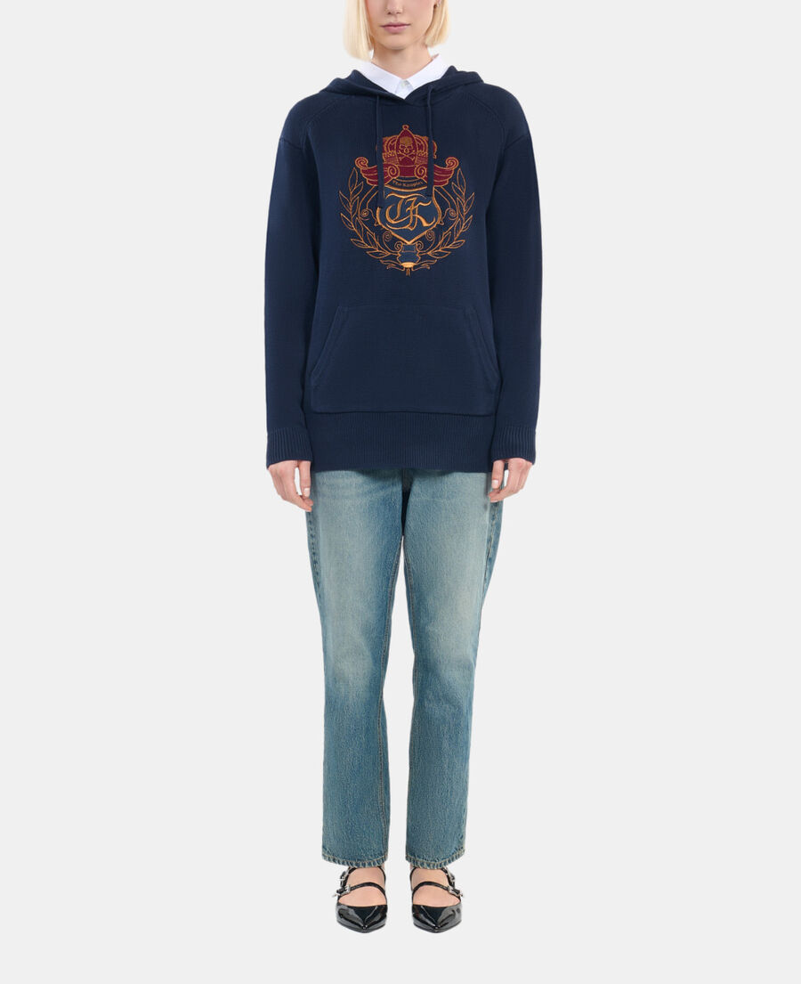 The Kooples F NAVY navy blue hooded sweater 