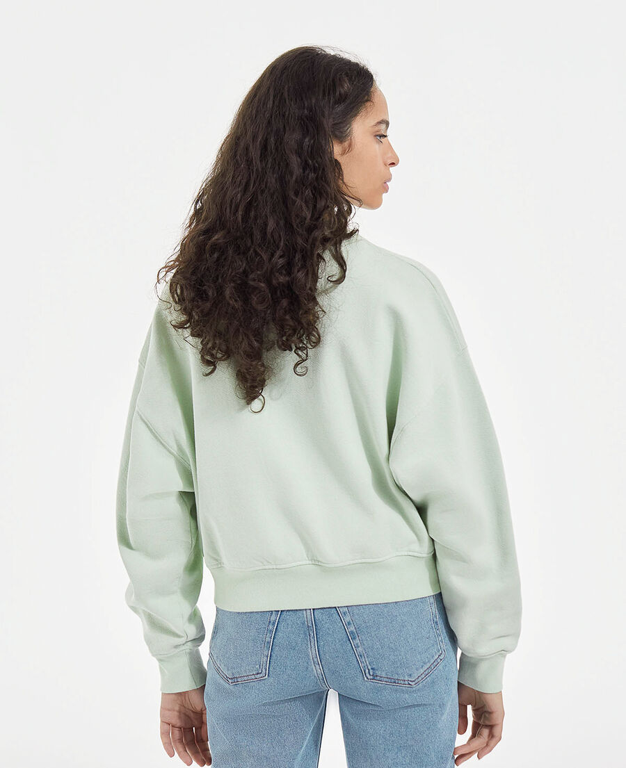 mint green crew-neck sweatshirt w/ triple logo