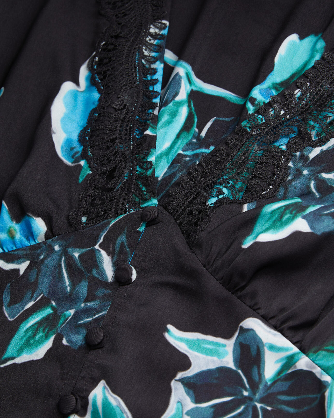 The Kooples FEMME BLACK BLUE robe courte imprimée avec détails en dentelle