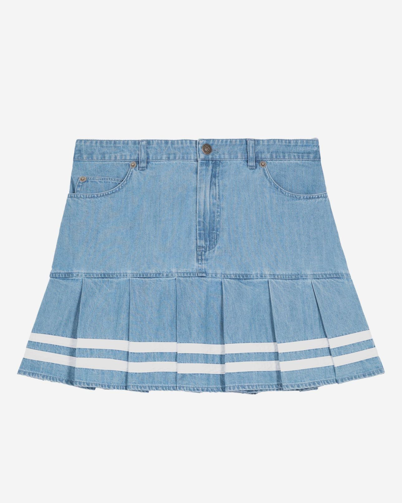 The Kooples FEMME BABY BLUE jupe courte plissée en denim
