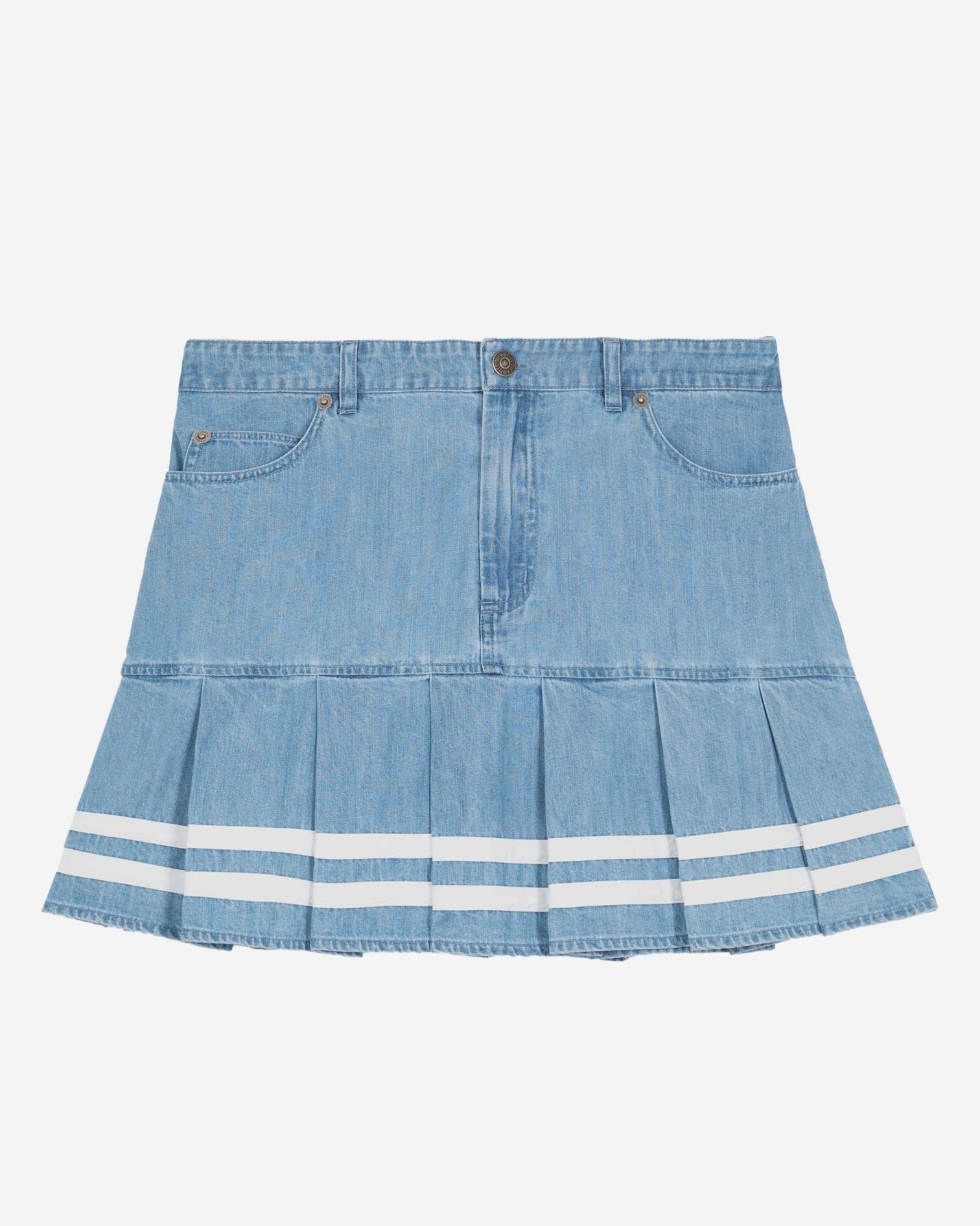 Jupe courte plissée en denim, BABY BLUE, hi-res image number null