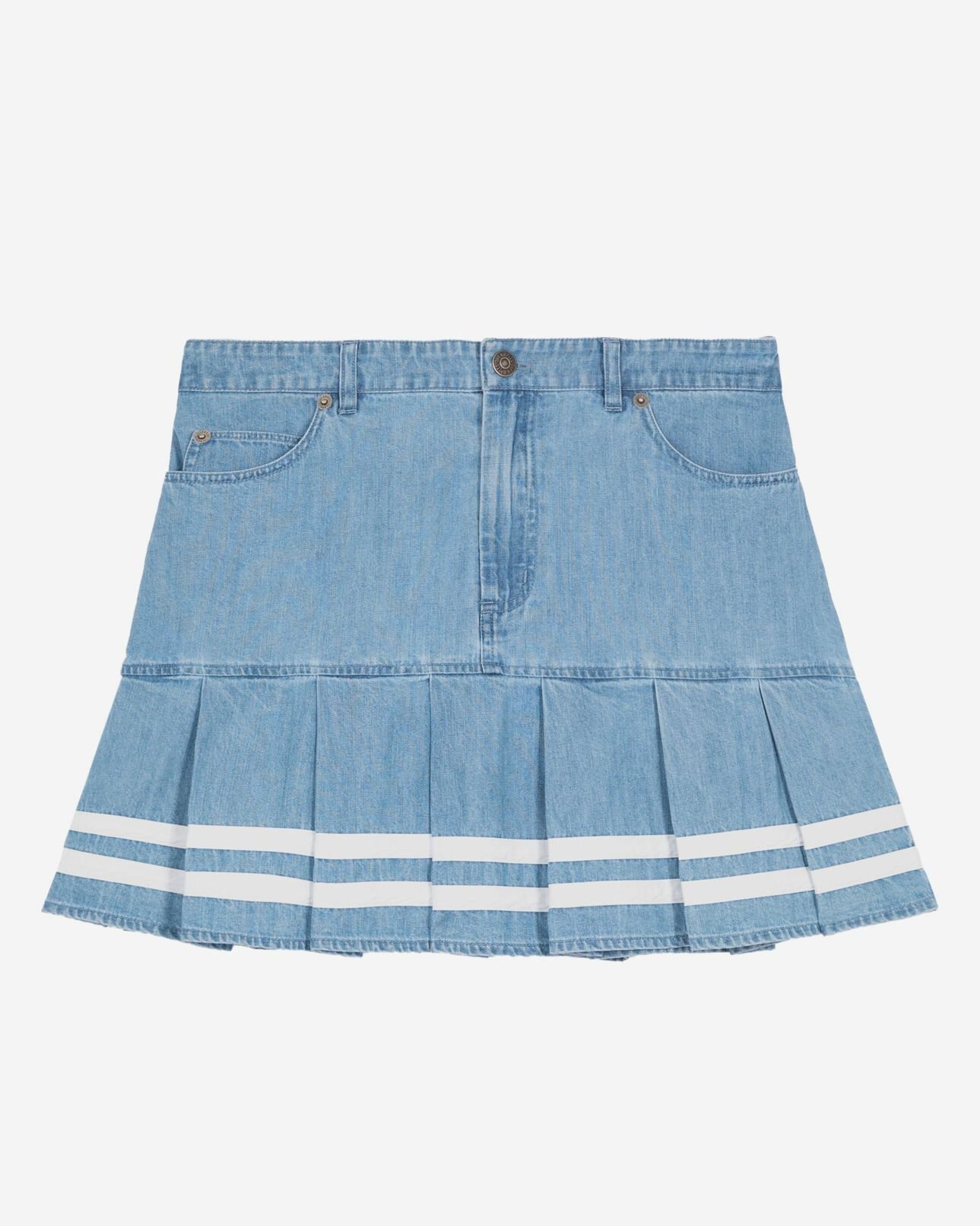 The Kooples FEMME BABY BLUE jupe courte plissée en denim