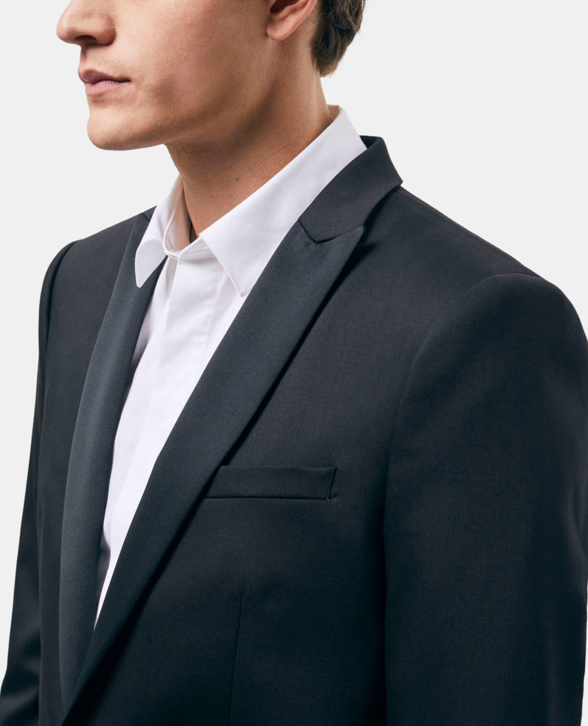 Schwarze Smokingjacke aus Wolle, BLACK, hi-res image number null