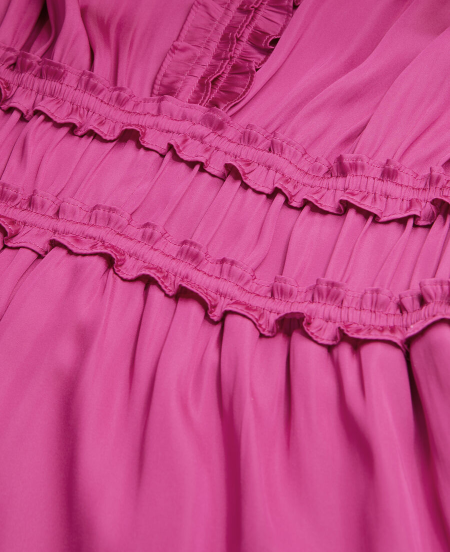 vestido corto rosa fruncidos