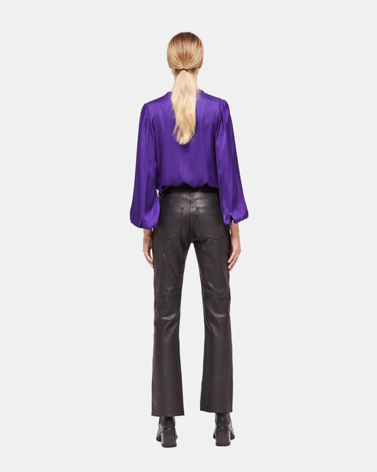 The Kooples FEMME BLACK pantalon en cuir à studs noir
