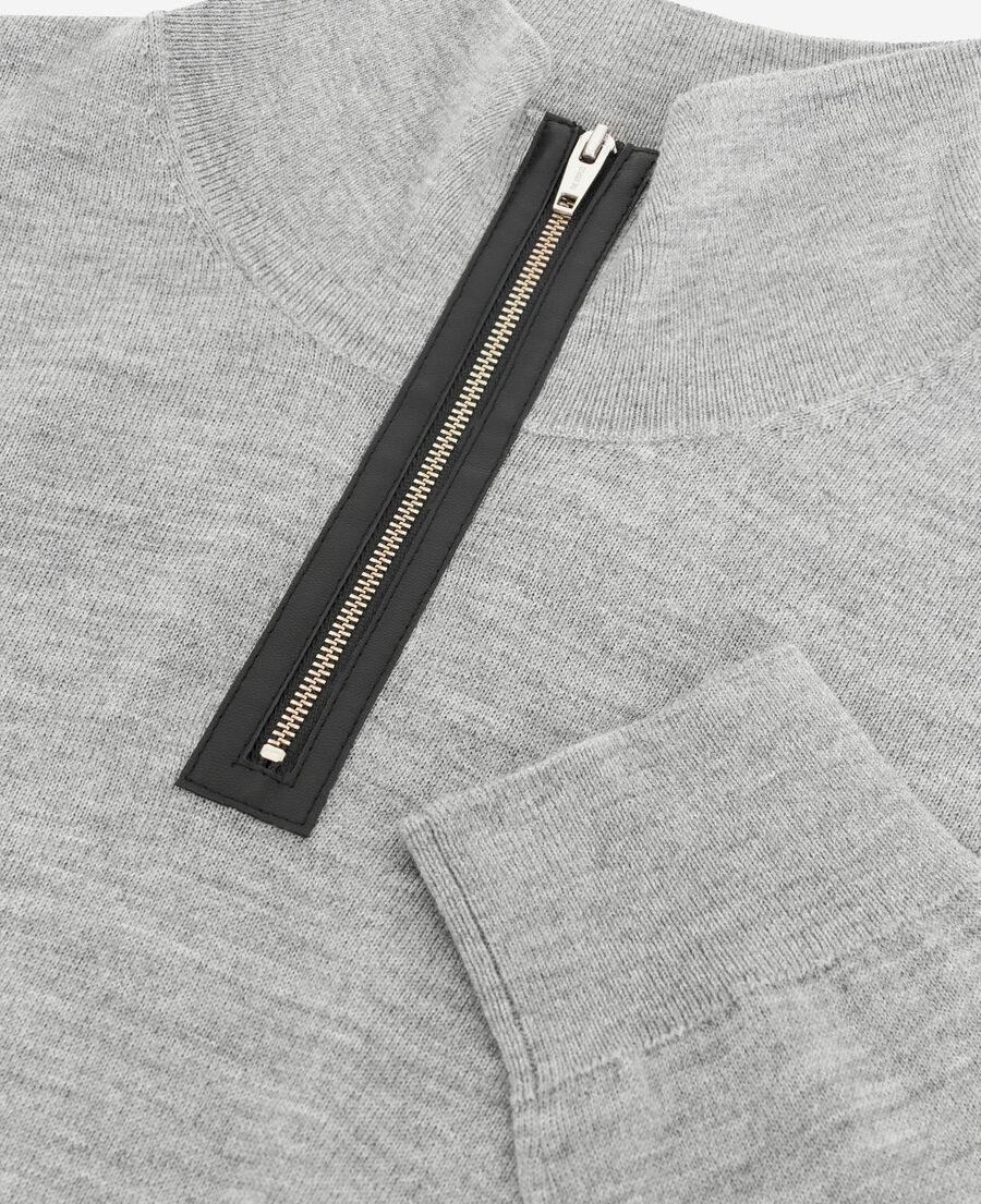 The Kooples MEN MIDDLE GREY grey stand-up collar sweater