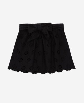 The Kooples FEMME BLACK jupe courte noire en broderie anglaise