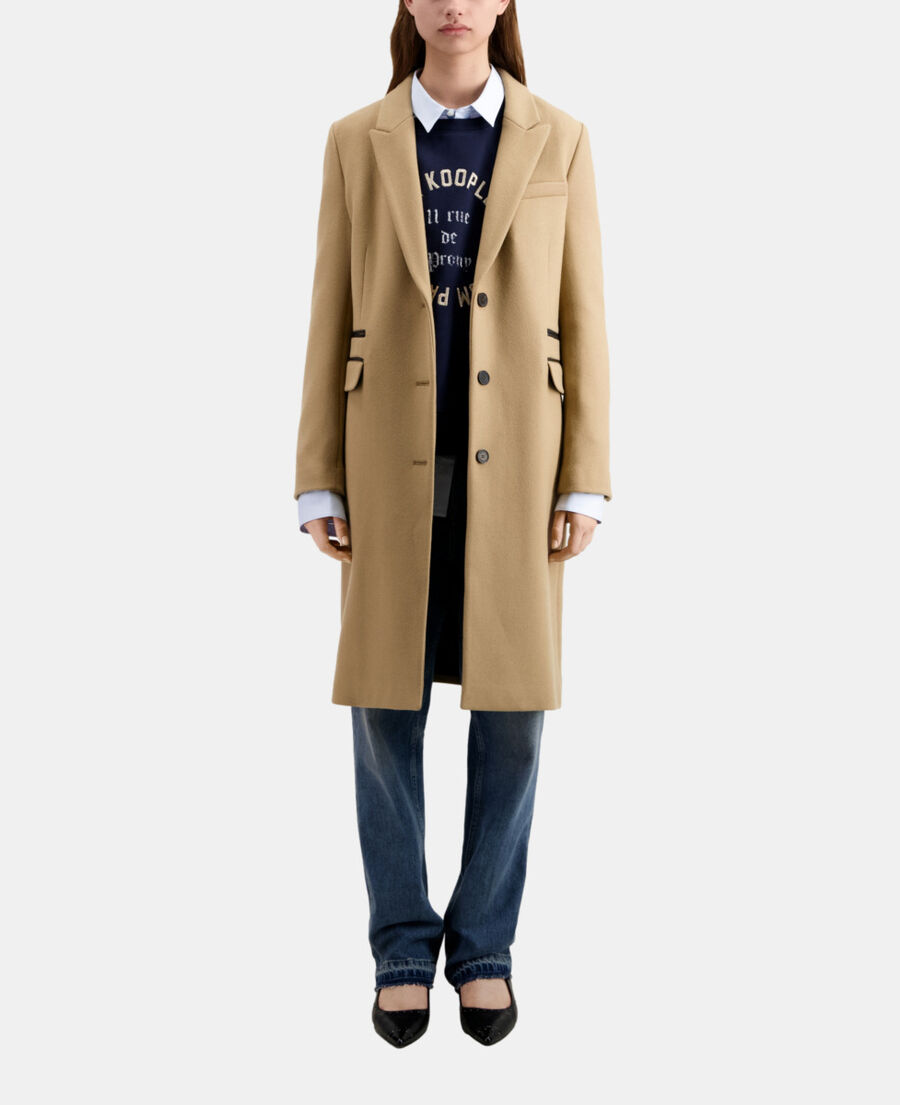 manteau long camel en mélange de laine