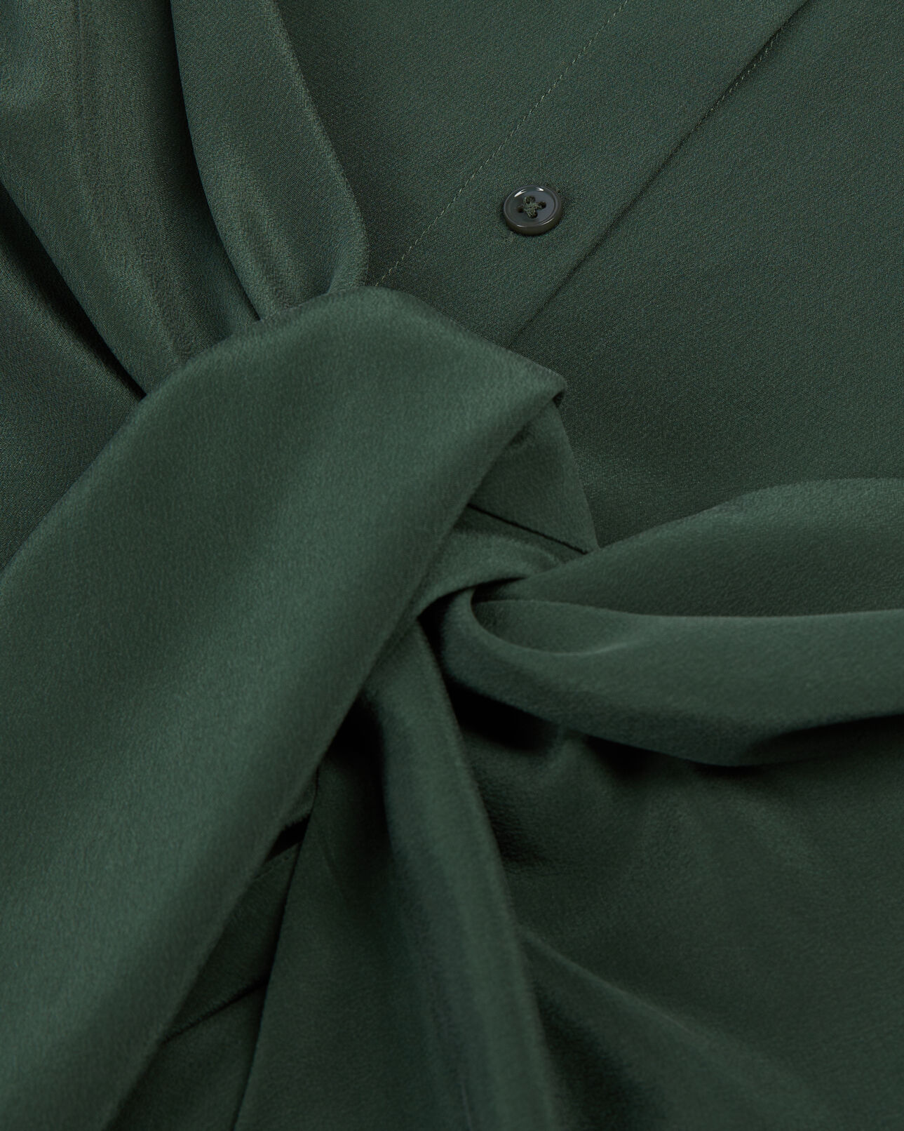 The Kooples FEMME WOOD KAKI robe chemise courte en soie avec nœud verte