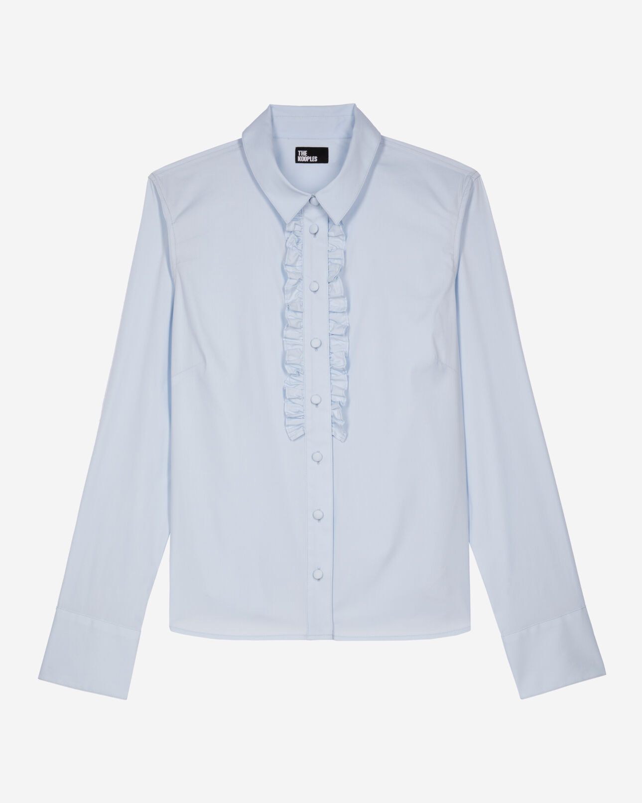The Kooples WOMEN LIGHT BLUE blue poplin shirt with ruffles