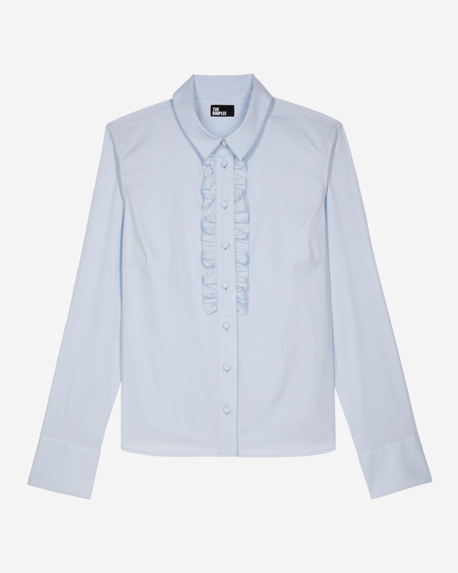 Blue poplin shirt with ruffles, LIGHT BLUE, hi-res image number null