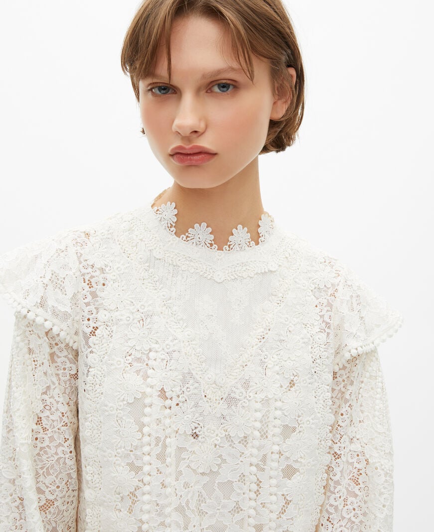 The Kooples WOMEN ECRU short dress in ecru lace