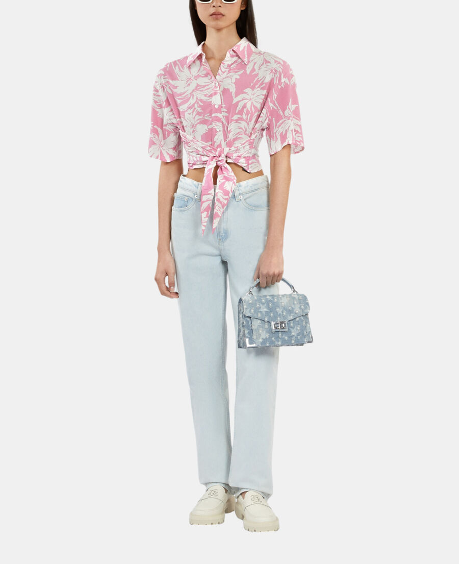 The Kooples WOMEN PINK-WHITE short-sleeved printed shirt