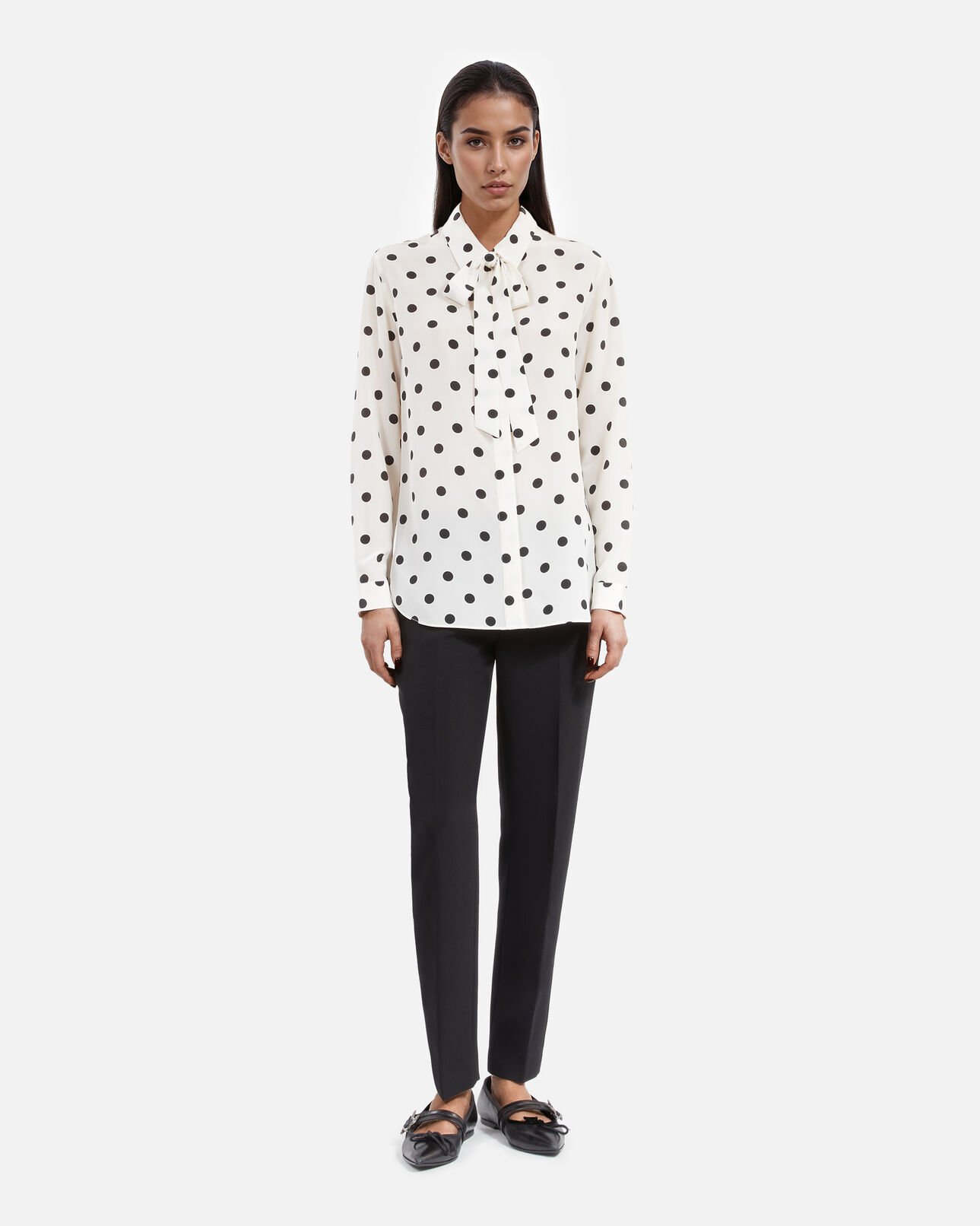 The Kooples WOMEN WHITE / BLACK white silk polka dot shirt