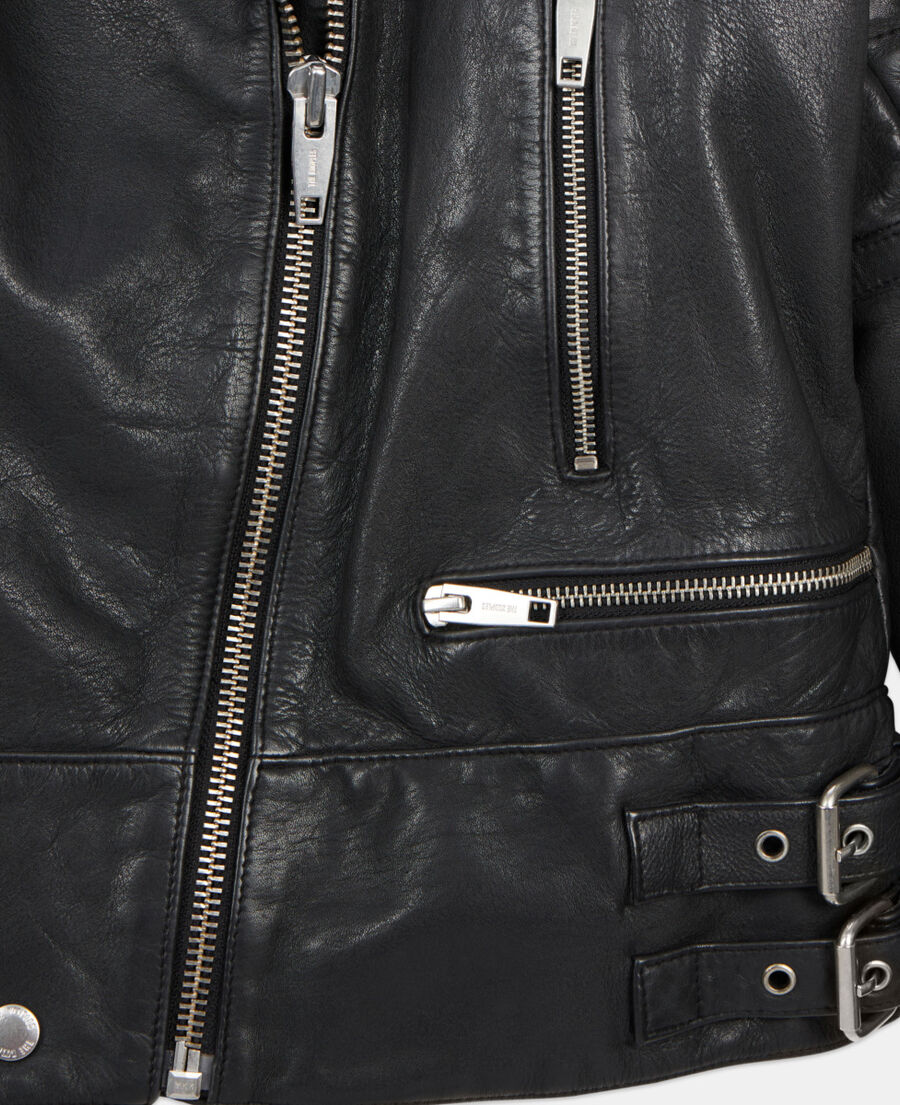 The Kooples WOMEN BLACK black leather biker jacket