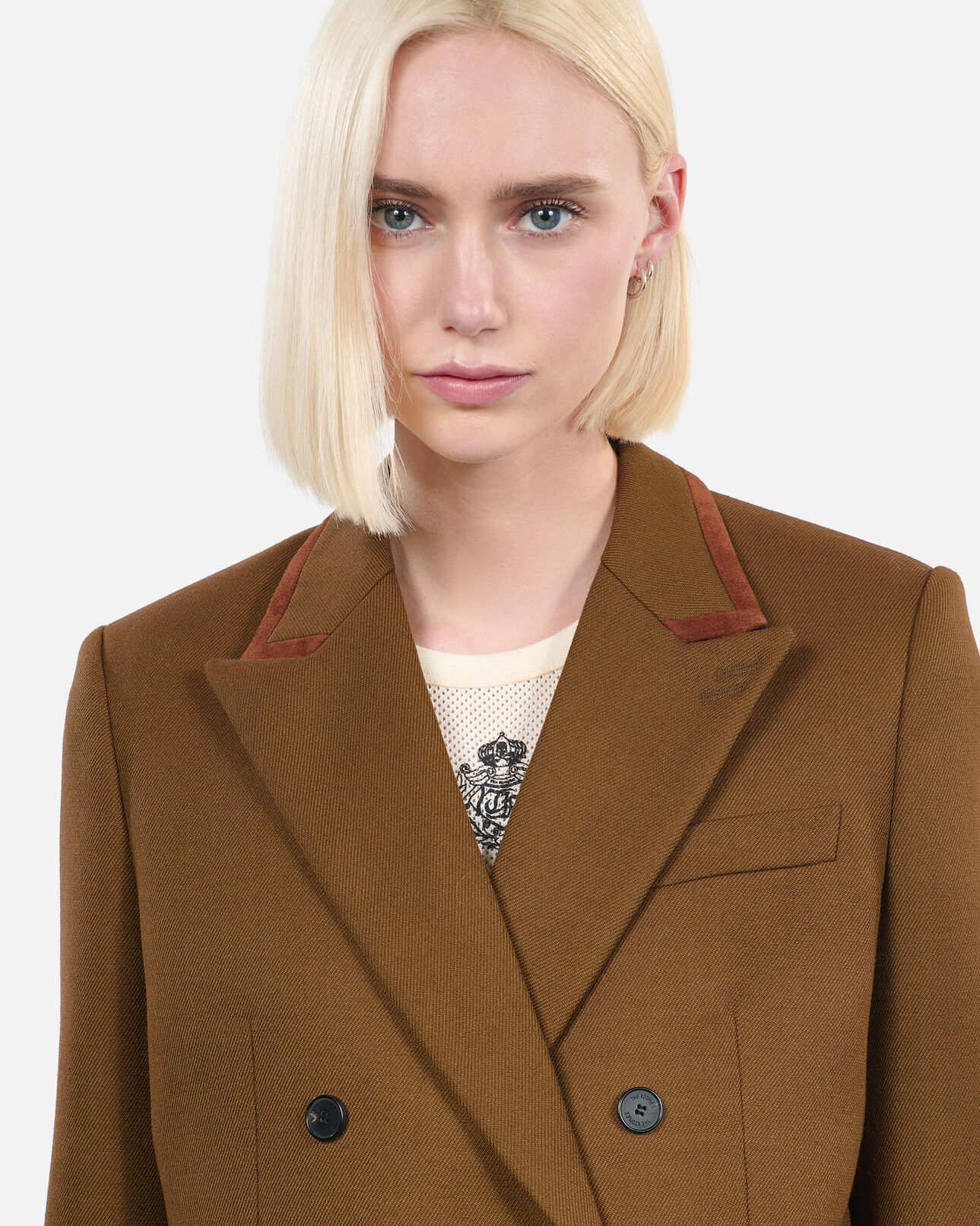 The Kooples WOMEN KAKI brown wool suit jacket