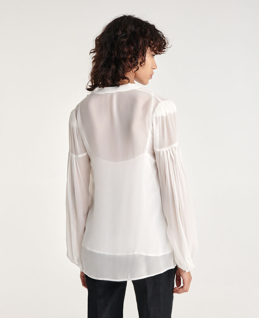 loose v-neck buttoned ecru shirt
