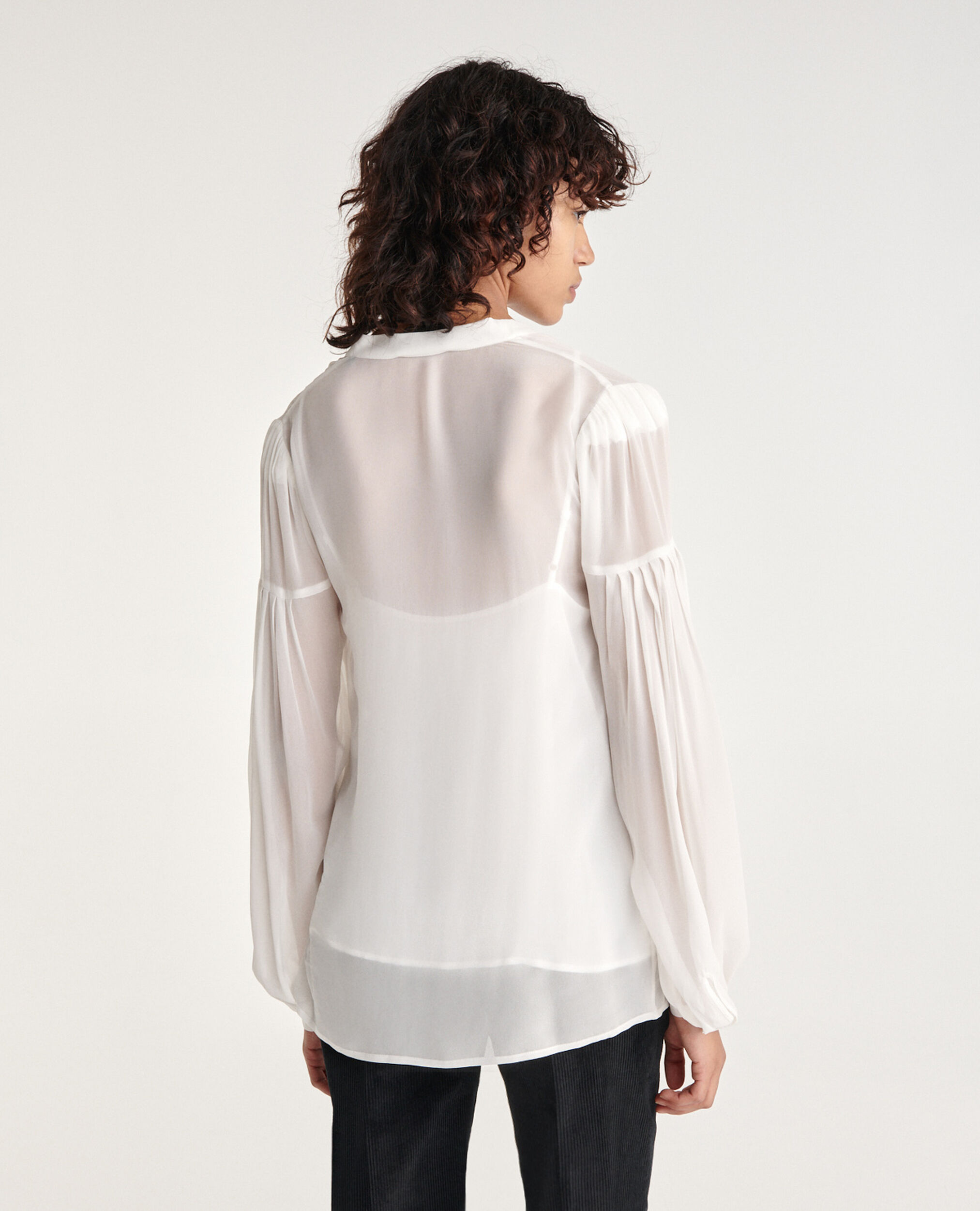 Loose V-neck buttoned ecru shirt, ECRU, hi-res image number null