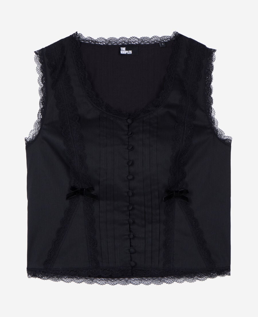 The Kooples FEMME BLACK top avec dentelle noir