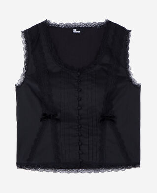 The Kooples FEMME BLACK top avec dentelle noir