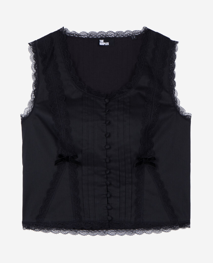 The Kooples FEMME BLACK top avec dentelle noir