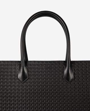 The Kooples FEMME BLACK sac cabas ming l en cuir tress&eacute; noir
