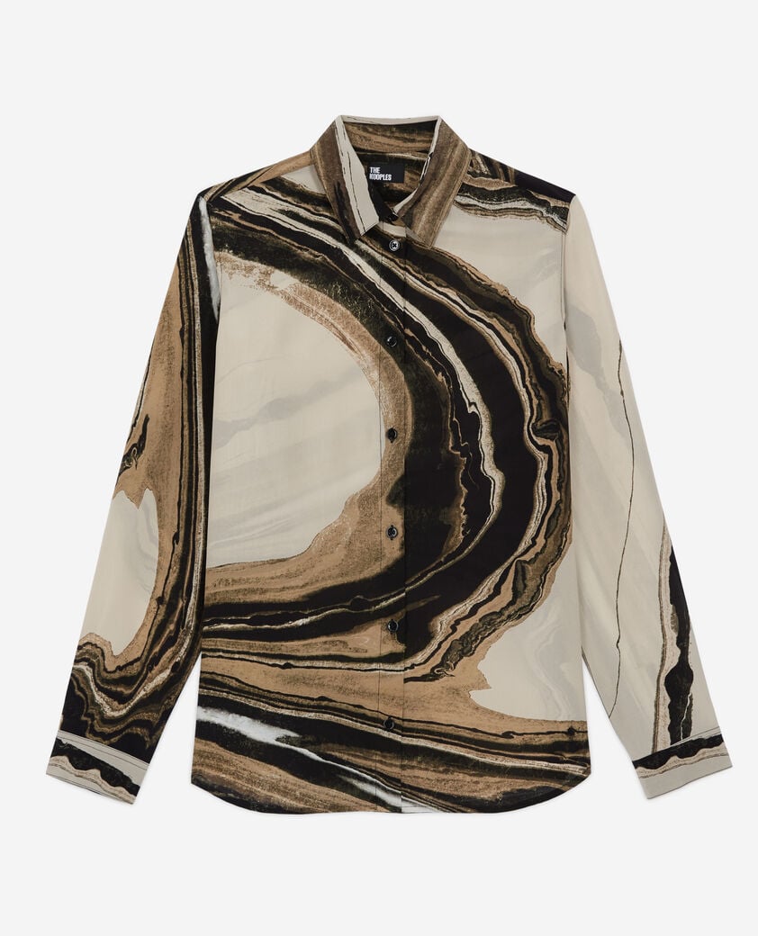 The Kooples F BEIGE-BROWN printed silk shirt
