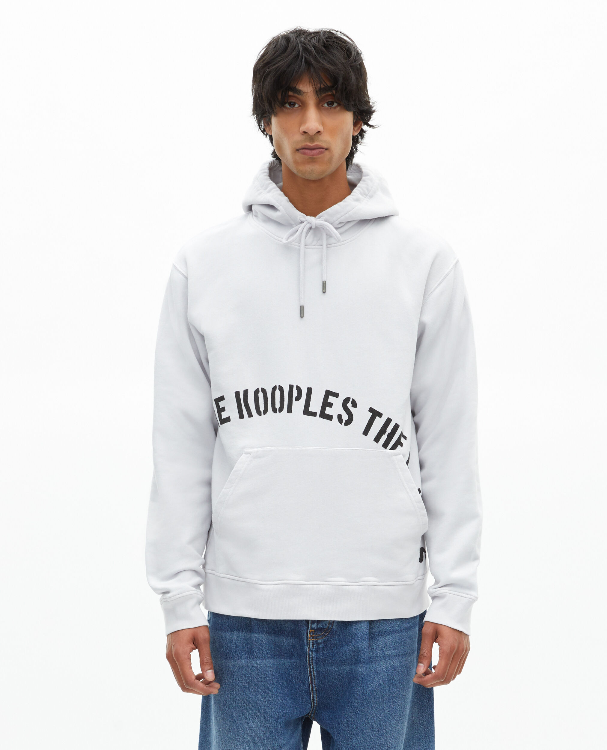 Hooded sweatshirt with grey screen print, LIGHT GREY, hi-res image number null