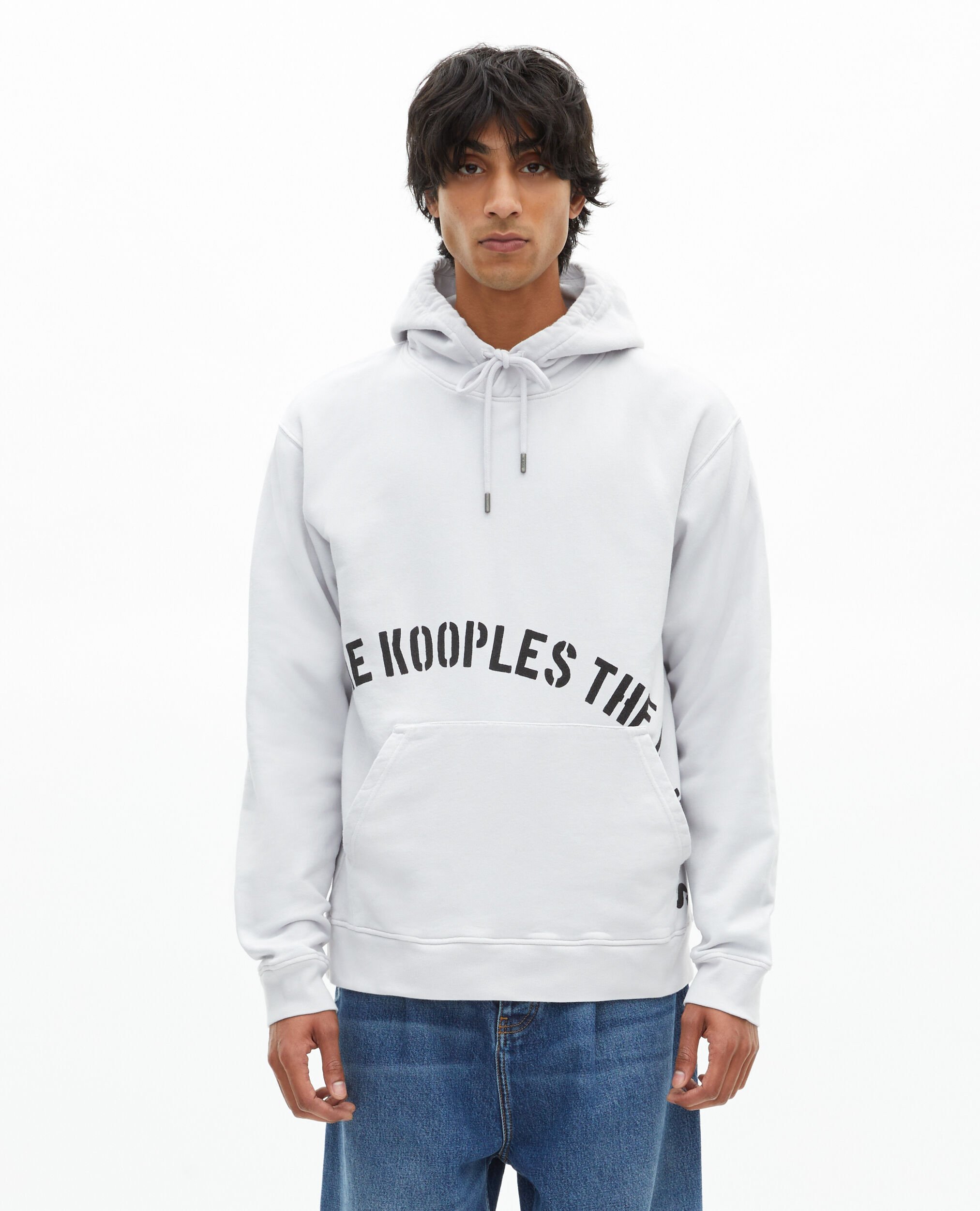Hooded sweatshirt with grey screen print, LIGHT GREY, hi-res image number null
