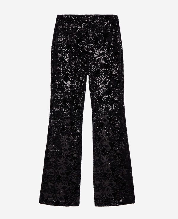 The Kooples DAMEN BLACK schwarze hose aus samt mit pailletten