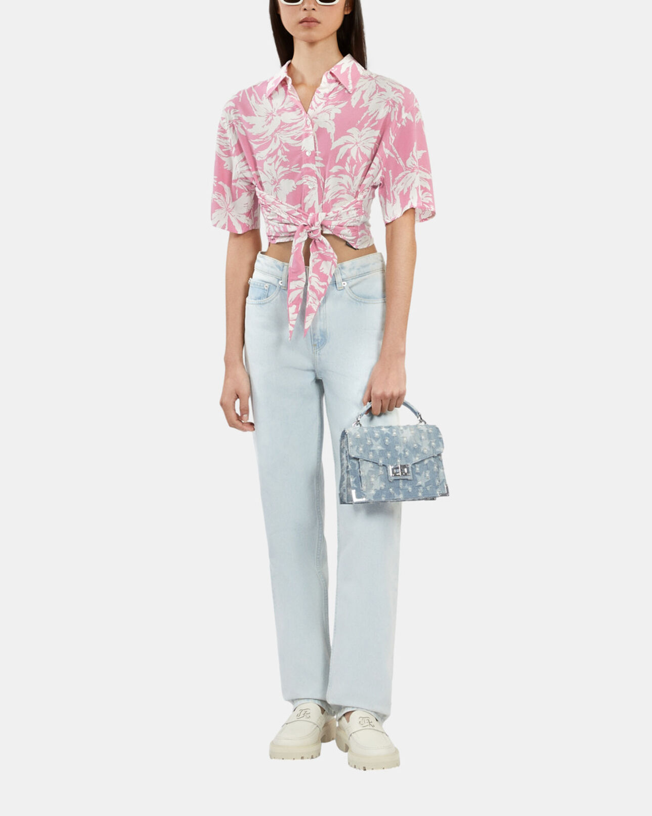 The Kooples FEMME BLUE BLEACHED / NAVY jean droit décoloré bleu clair