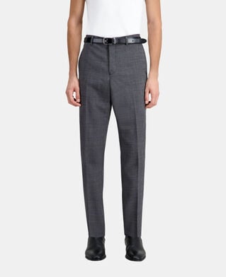 The Kooples HOMME BLACK-ECRU pantalon de costume noir en laine à micro motifs