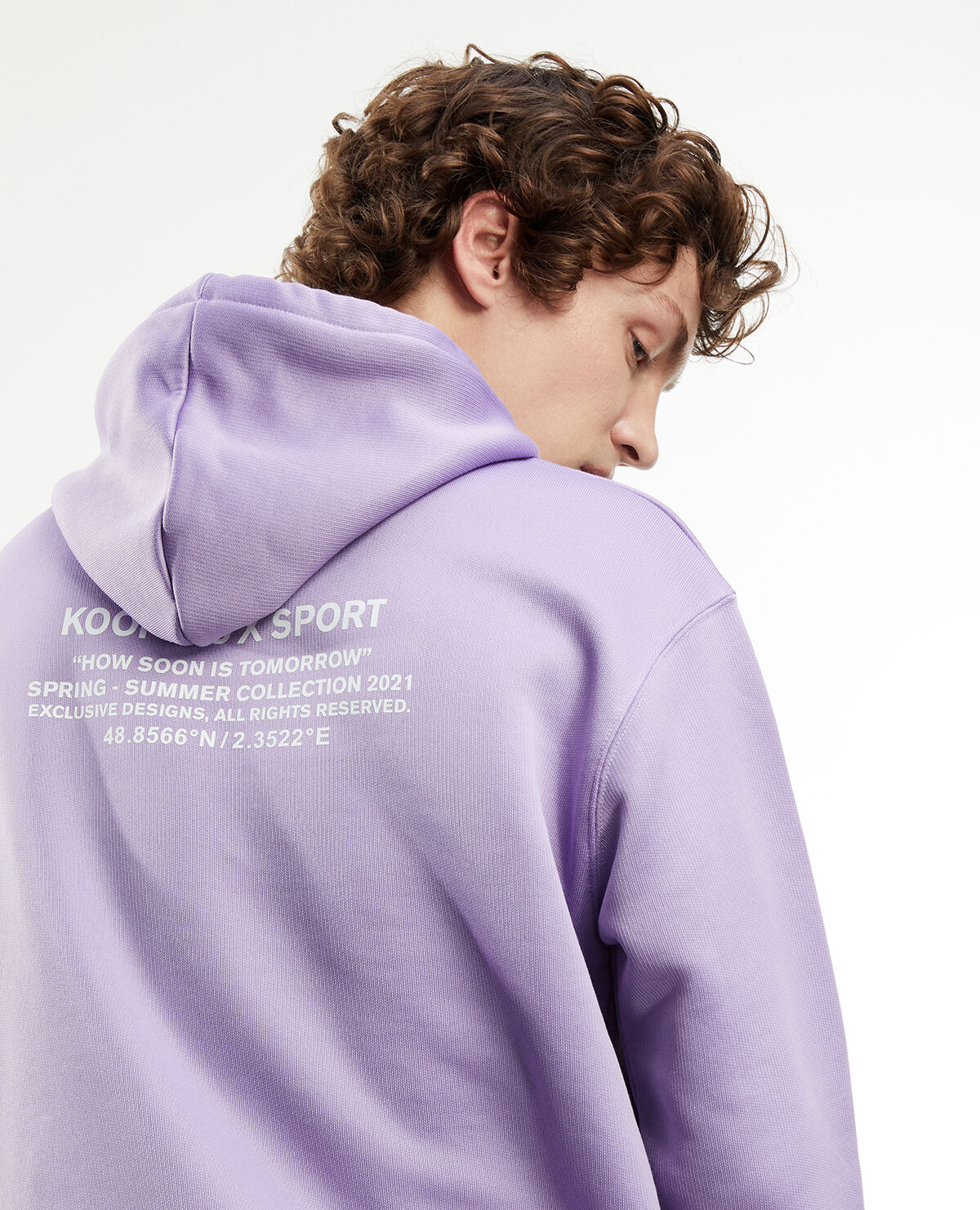 Sudadera violeta capucha estampada The Kooples