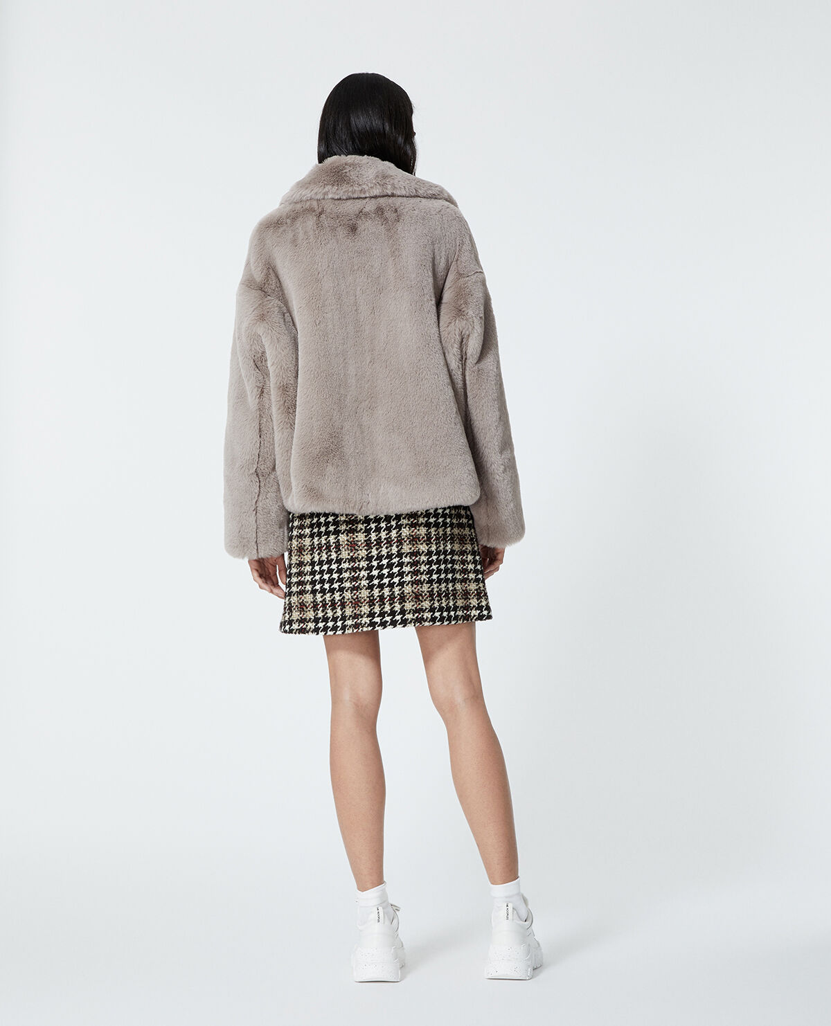 Cropped grey faux fur coat The Kooples