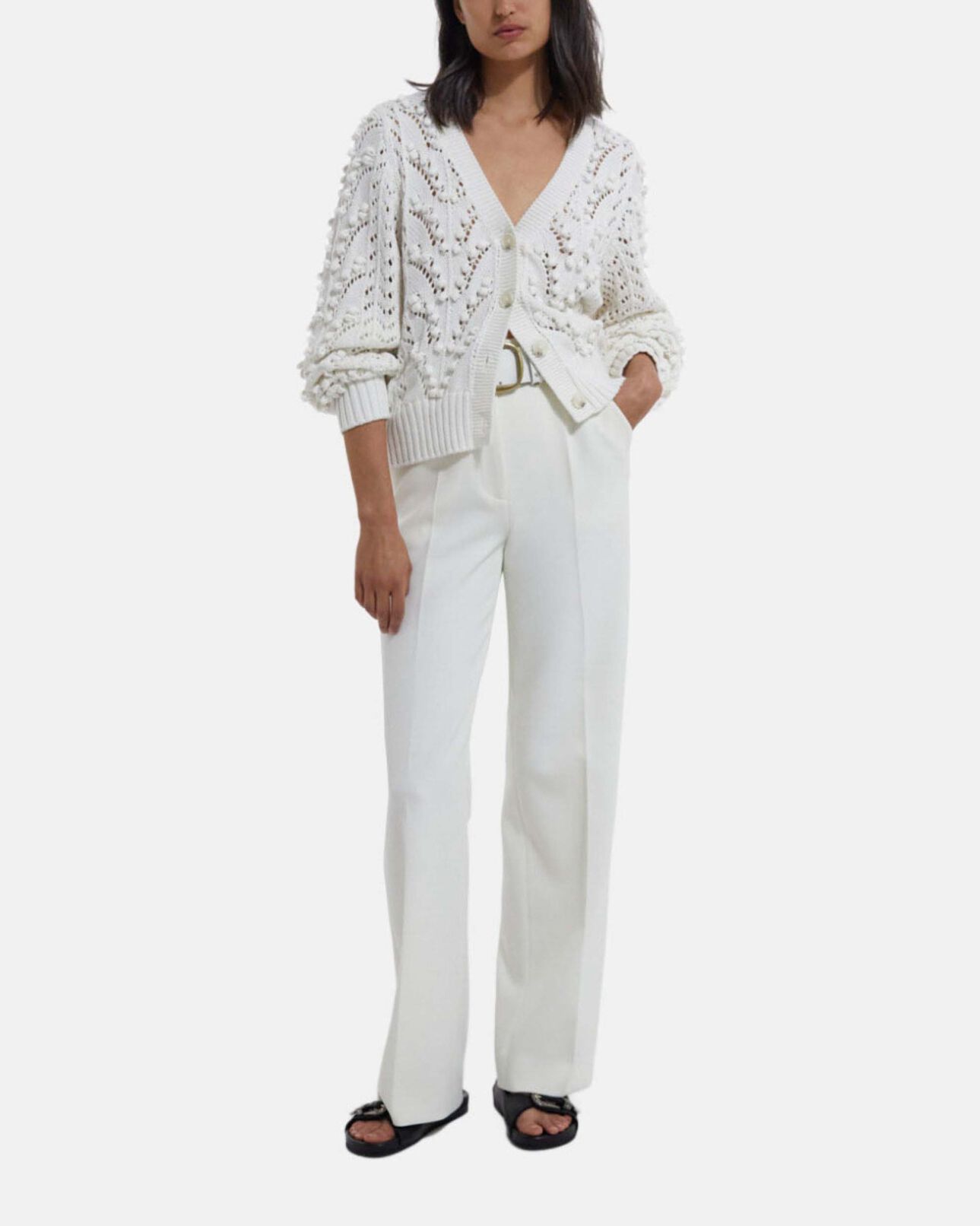 The Kooples WOMEN ECRU open knit cardigan
