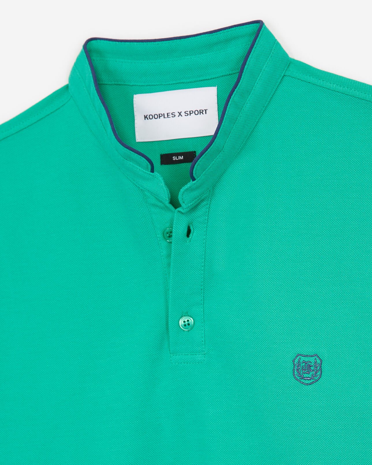 The Kooples HOMME GREEN VEGETAL / DEEP SEA polo coton vert détails bleu profond