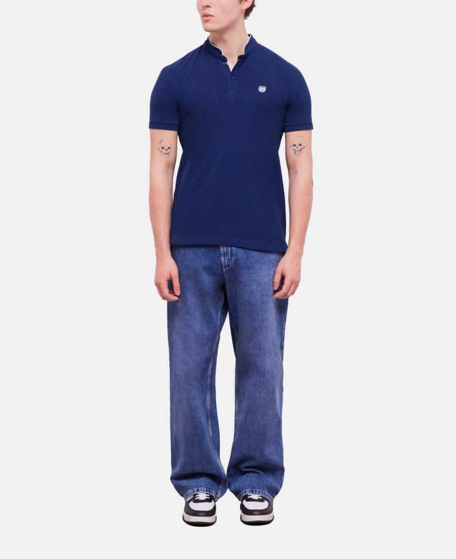 The Kooples H NAVY navy blue officer collar polo shirt