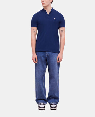 The Kooples H NAVY navy blue officer collar polo shirt