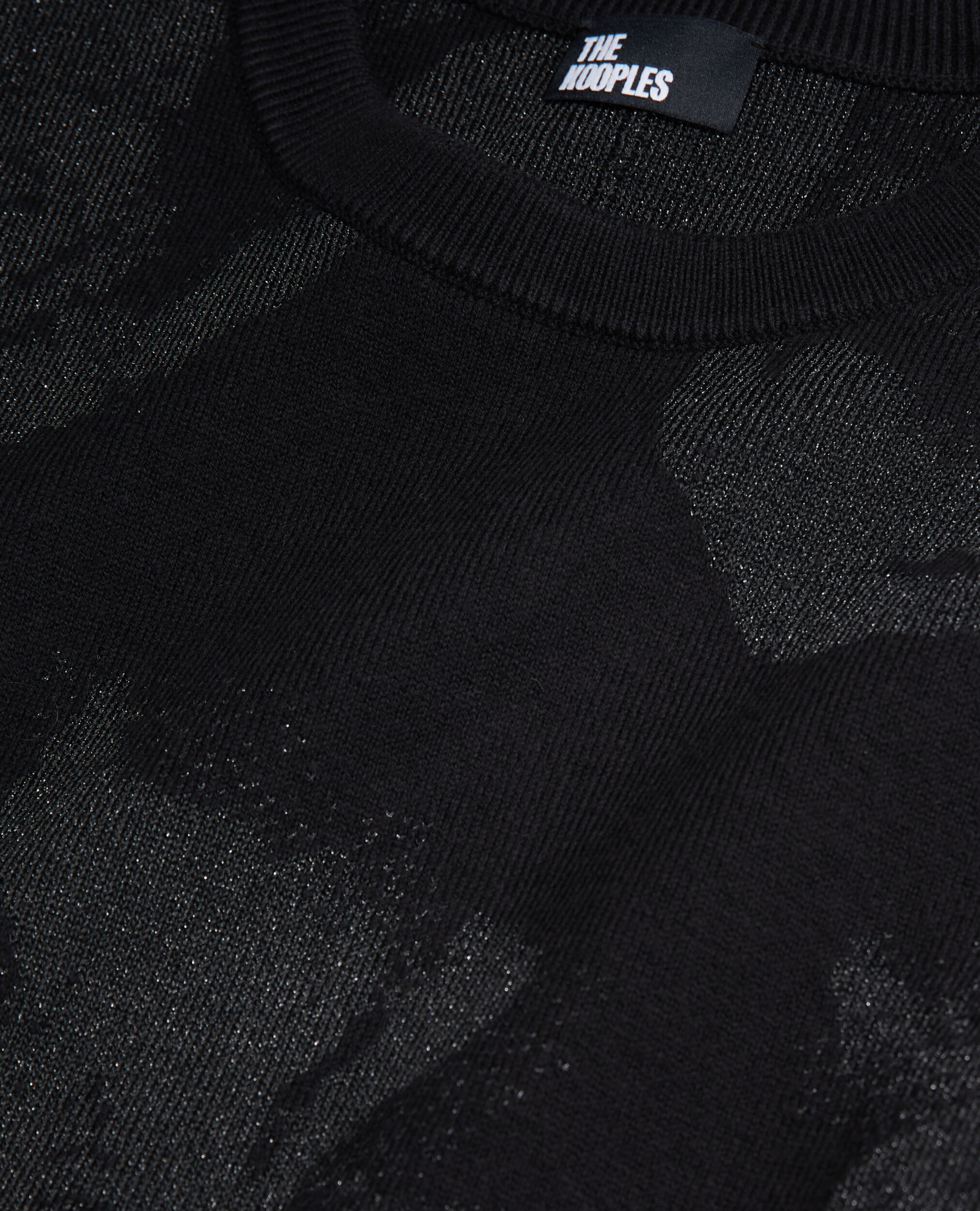 Pull noir en laine mélangée avec motifs argentés, BLACK/BLACK, hi-res image number null