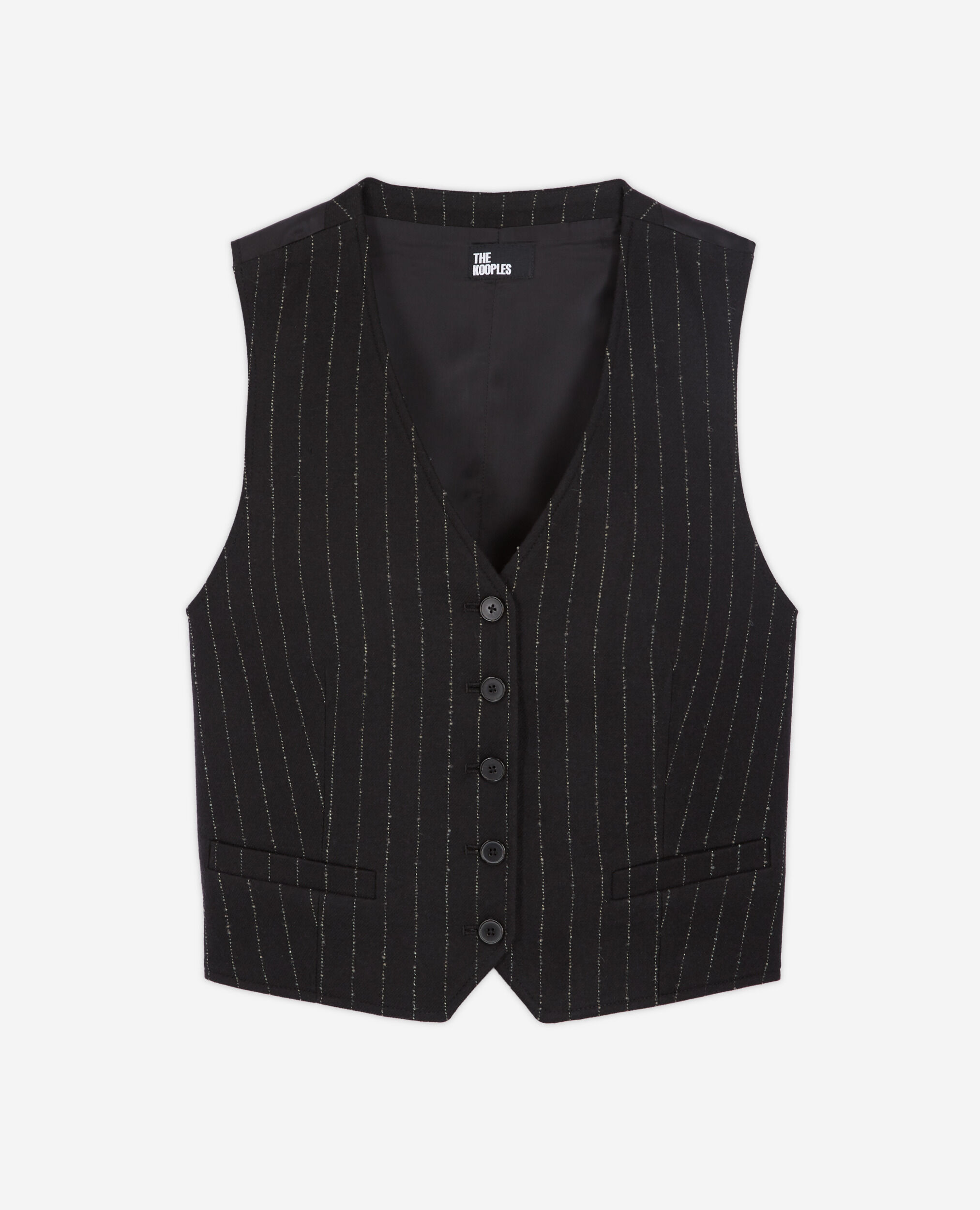 Striped wool suit jacket, BLACK WHITE, hi-res image number null